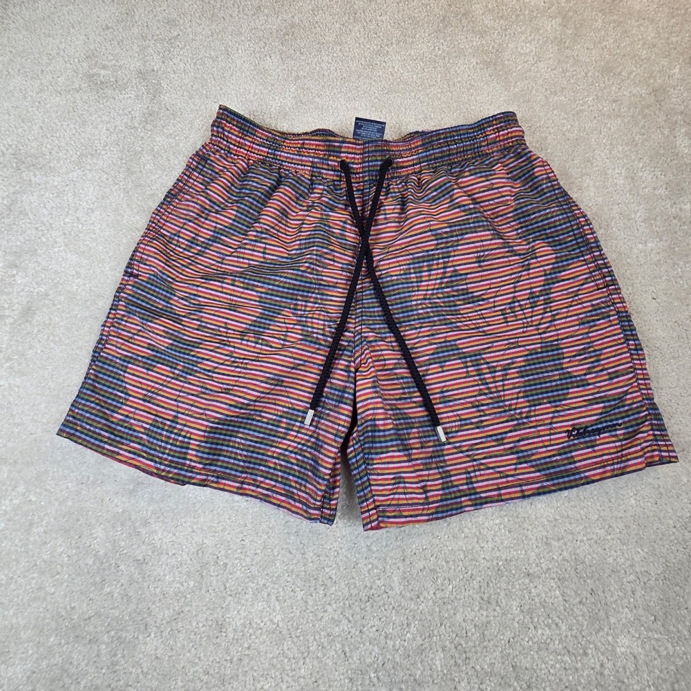 Vilebrequin Mens Plaid Floral Swim Trunks Multicolor Size Large Mesh Lined